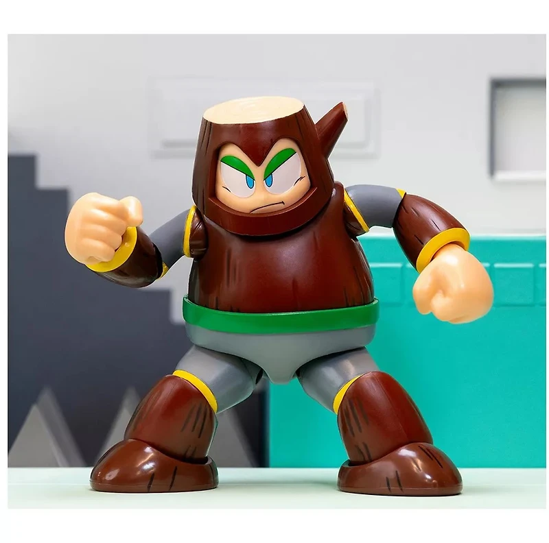 Wood Man 5" Figure (Deluxe Version) with Accessories and Alternate Head and Hands "Mega Man" (1987) Video Game Model by Jada