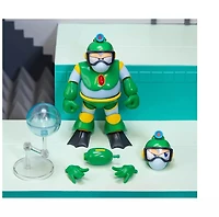 Bubble Man 5" Figure (Deluxe Version) with Accessories and Alternate Head and Hands "Mega Man" (1987) Video Game Model by Jada