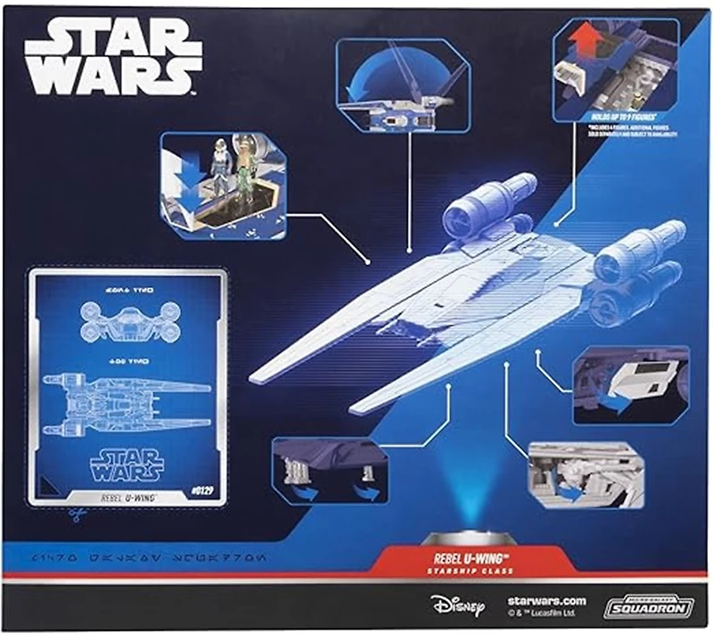 Star Wars Micro Galaxy Squadron Rebel U-wing Starfighter - 12-Inch Vehicle  with Foldout Wings and Four 1-Inch Micro Figure Accessories