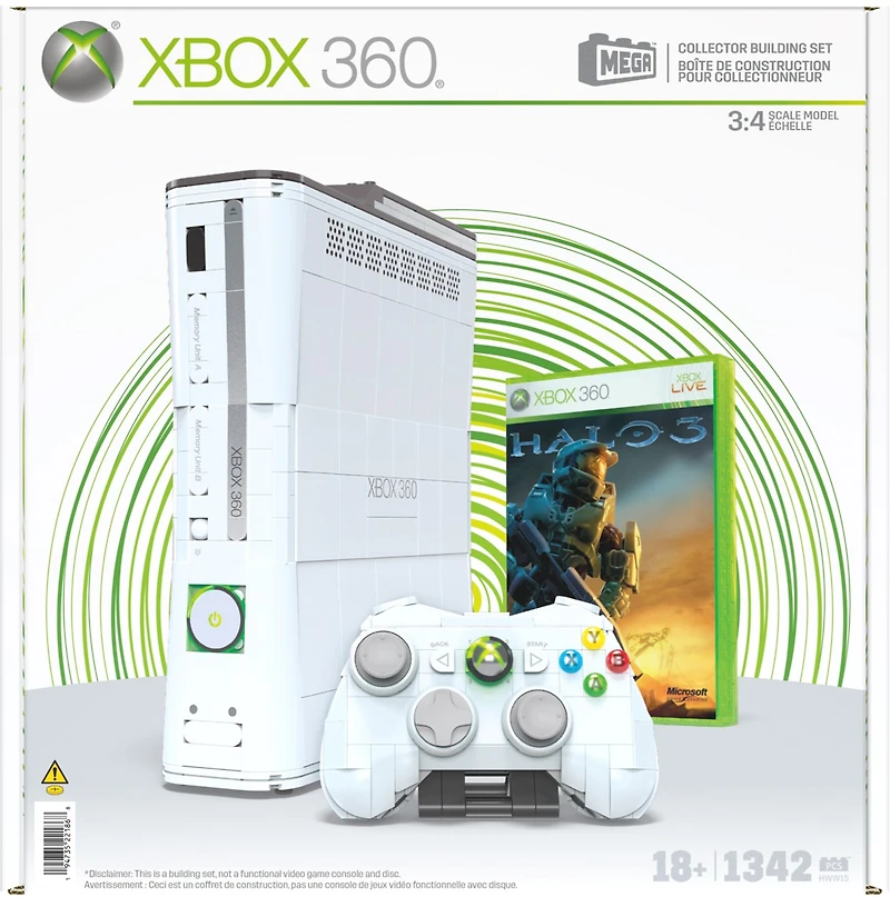Mega Microsoft Xbox 360 Replica Building Toy Kit 