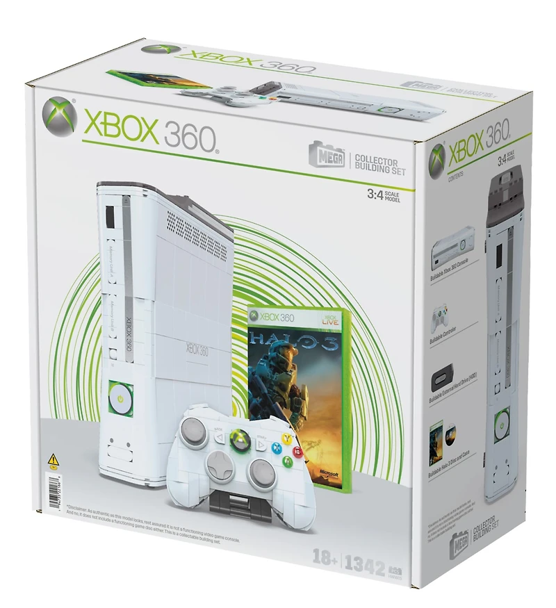 Mega Microsoft Xbox 360 Replica Building Toy Kit 