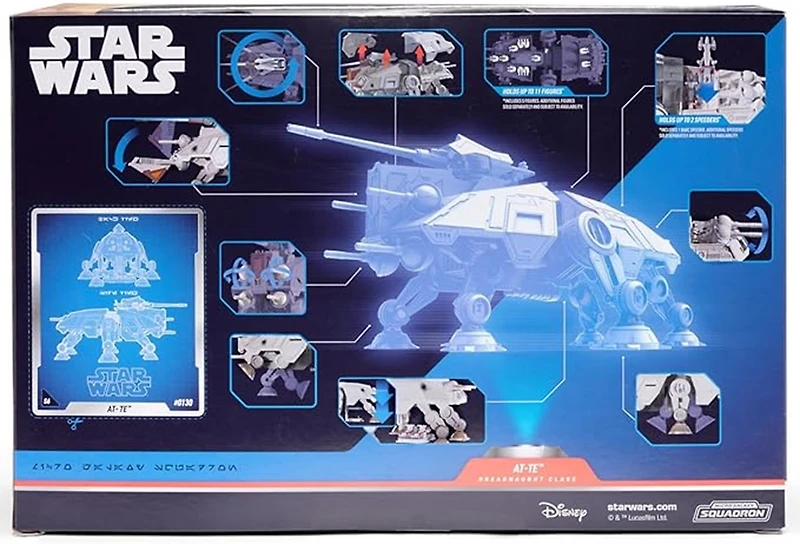 Star Wars Micro Galaxy Squadron At-Te - 9-Inch Six-Legged Vehicle With 2.5-Inch Speeder Five 1-Inch Micro Figure Accessories