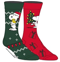 Snoopy Green & Red Holiday Socks, 2 pack 