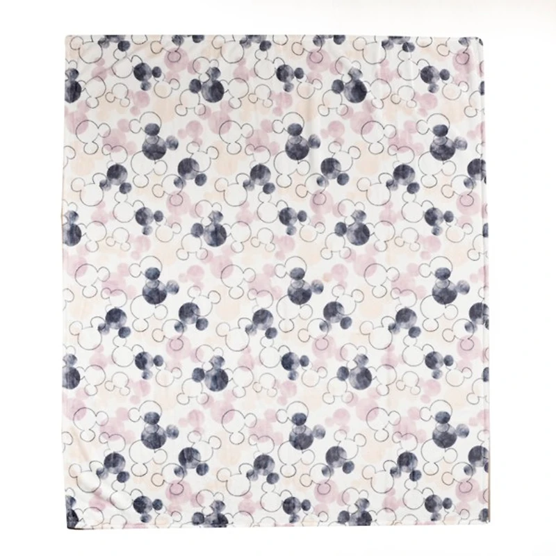 Minnie Pink & Grey Plush Throw
