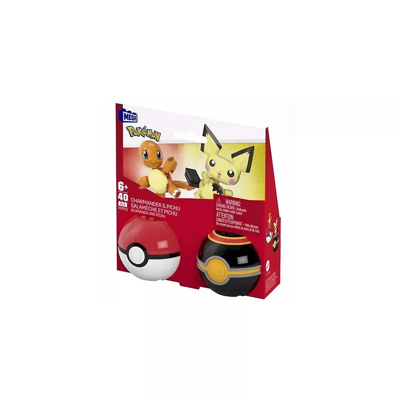 Pokémon Pokeball 2-Pack Charmander & Pichu Building Toy Kit