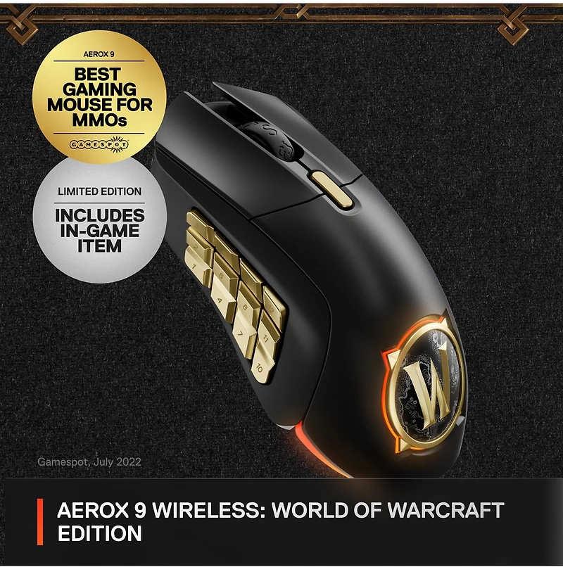 Steelseries Aerox 9 Wireless Mouse - World of Warcraft Edition