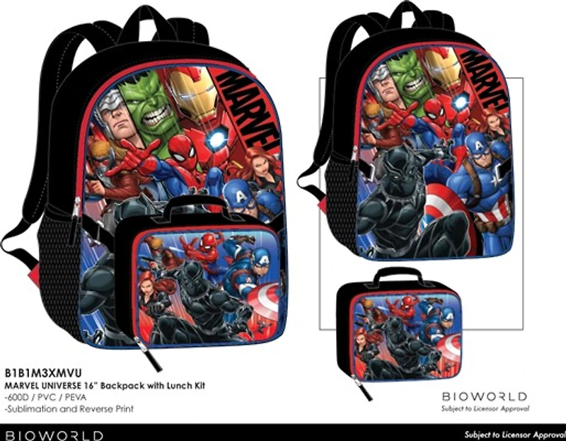 Marvel Heroes Kid's Backpack and Lunch Bag Set