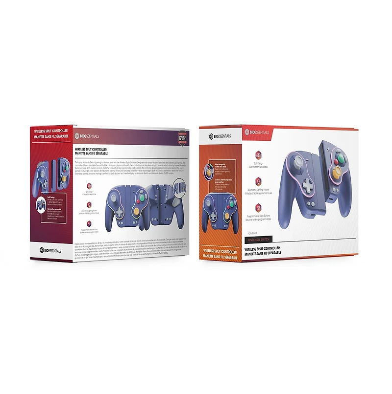 Biogenik Retro Style Wireless Split Purple Controller  