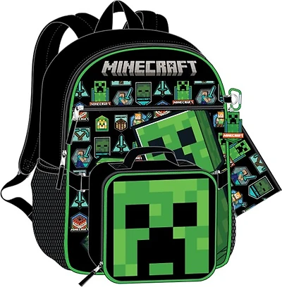 Minecraft Creeper Kids 5 Piece backpack 