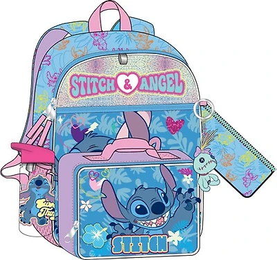 Stitch & Angel Kids 5 Piece Backpack 