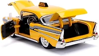 Jada 1957 Chevrolet Bel Air Taxi Yellow with Deadpool Die-cast Figure Marvel Series 1/24 Die-cast Vehicle Replica