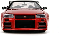 Jada Hollywood Rides 2002 Nissan Skyline GT-R (R34) Red Metallic and Black Godzilla vs. Destoroyah Die-Cast Vehicle Replica