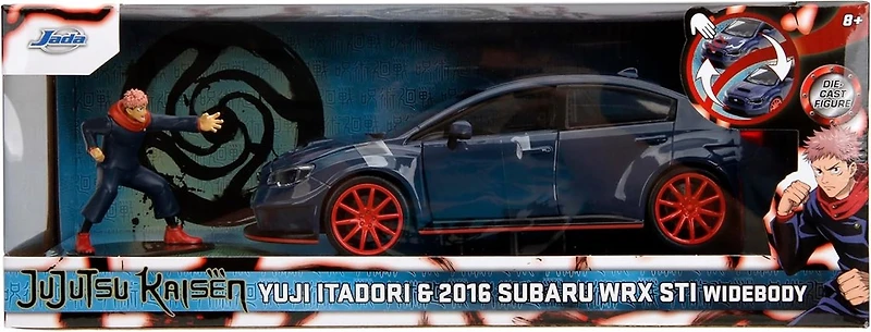 Jada Toys 2016 Subaru WRX STI w/Yuji Itadori Die-Cast Figure, Jujutsu Kaisen 1:24 Scale 