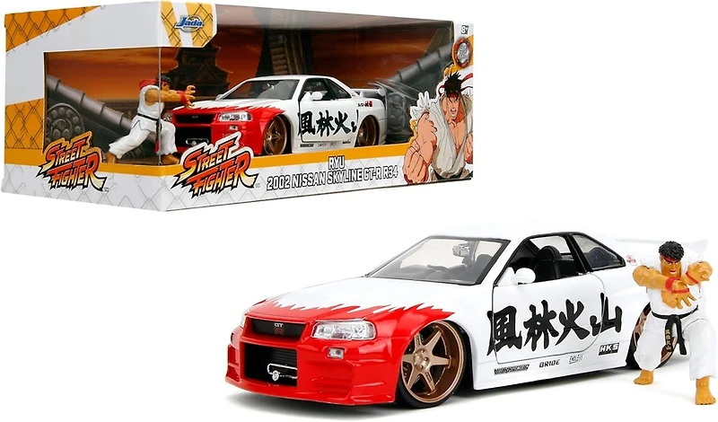 Jada Street Fighter 2002 Nissan Skyline GTR Ryu 1/24 Scale Die-Cast Vehicle Replica 