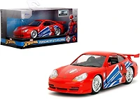 Jada Hollywood Rides Spider-Man Porsche 911 GT3 RS 1:32 – Die-Cast Vehicle Paint, Opening Doors Marvel Theme – Red/Blue