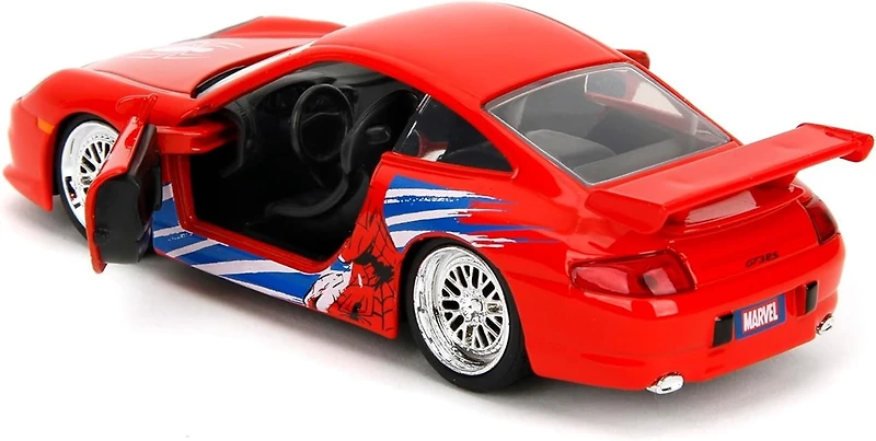 Jada Hollywood Rides Spider-Man Porsche 911 GT3 RS 1:32 – Die-Cast Vehicle Paint, Opening Doors Marvel Theme – Red/Blue