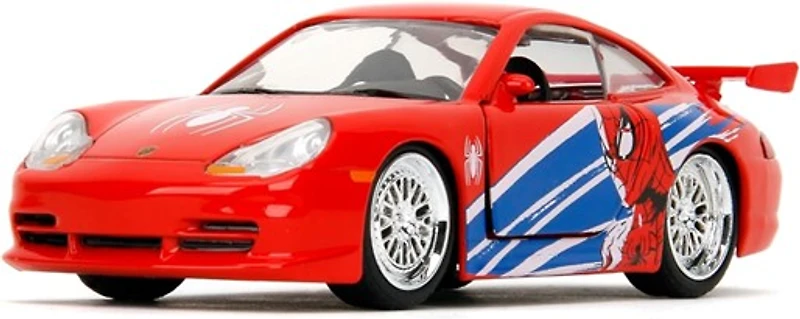 Jada Hollywood Rides Spider-Man Porsche 911 GT3 RS 1:32 – Die-Cast Vehicle Paint, Opening Doors Marvel Theme – Red/Blue