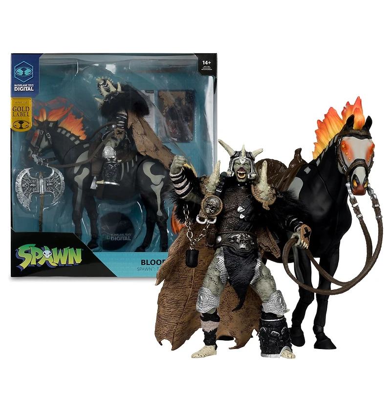Bloodaxe with Horse (Spawn: The Dark Ages) Gold Label 7-Inch Action Figure 2 pack with McFarlane Toys Digital Collectible