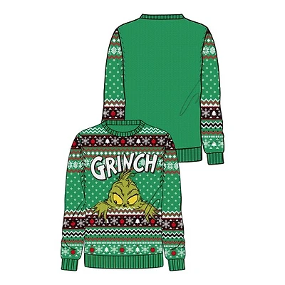 Peeping Grinch Christmas Sweater Green