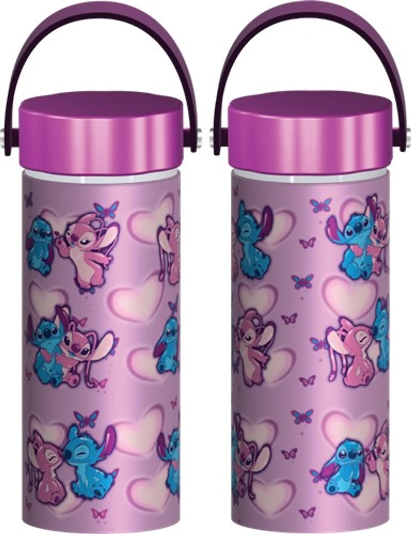 Stitch & Angel Pink Hearts Stainless Steel Water Bottle 