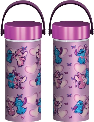 Stitch & Angel Pink Hearts Stainless Steel Water Bottle 