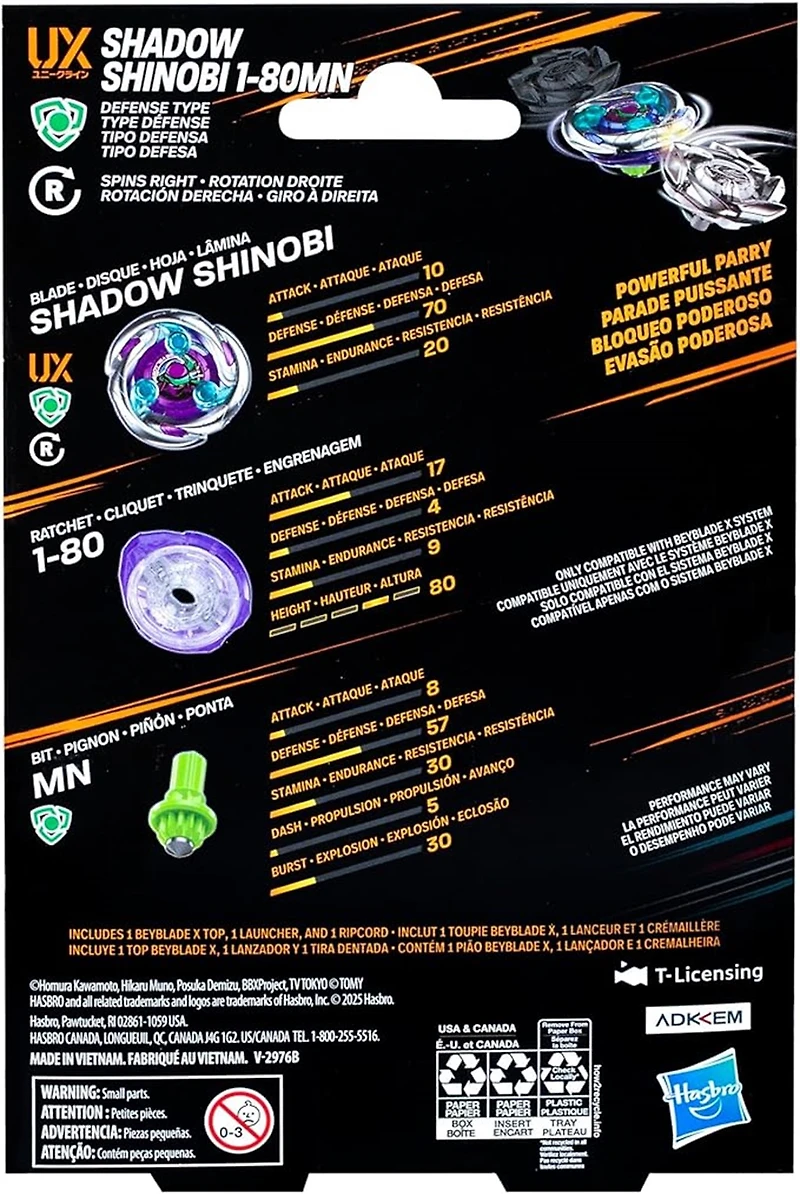 Beyblade X Shadow Shinobi 1-80MN UX Starter Pack Set 