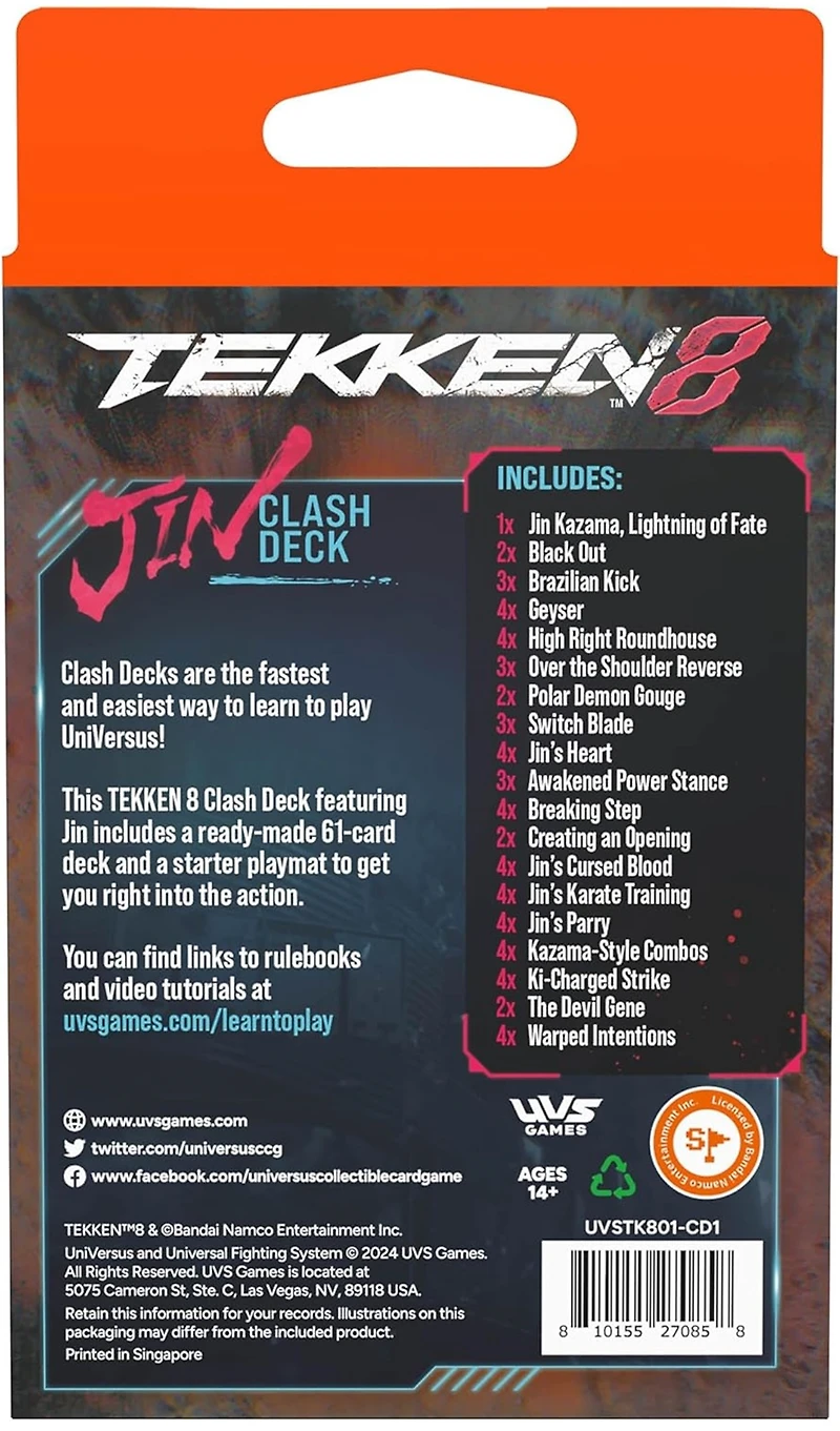 UniVersus: Tekken 8: Clash Deck - Jin - Ready to Play Character Deck, Deck-Building Battle Collectible