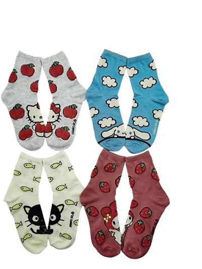 Hello Kitty et ses amis : Chaussettes mi-mollet - Lot de 4