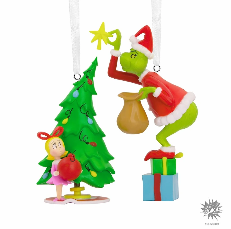 Dr. Seuss's How the Grinch Stole Christmas!™ Grinch and Cindy-Lou Who Hallmark Ornaments, Set of 2 