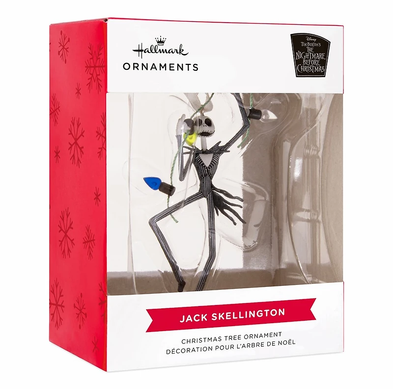 Disney Tim Burton's The Nightmare Before Christmas Jack Skellington With Lights Hallmark Ornament 