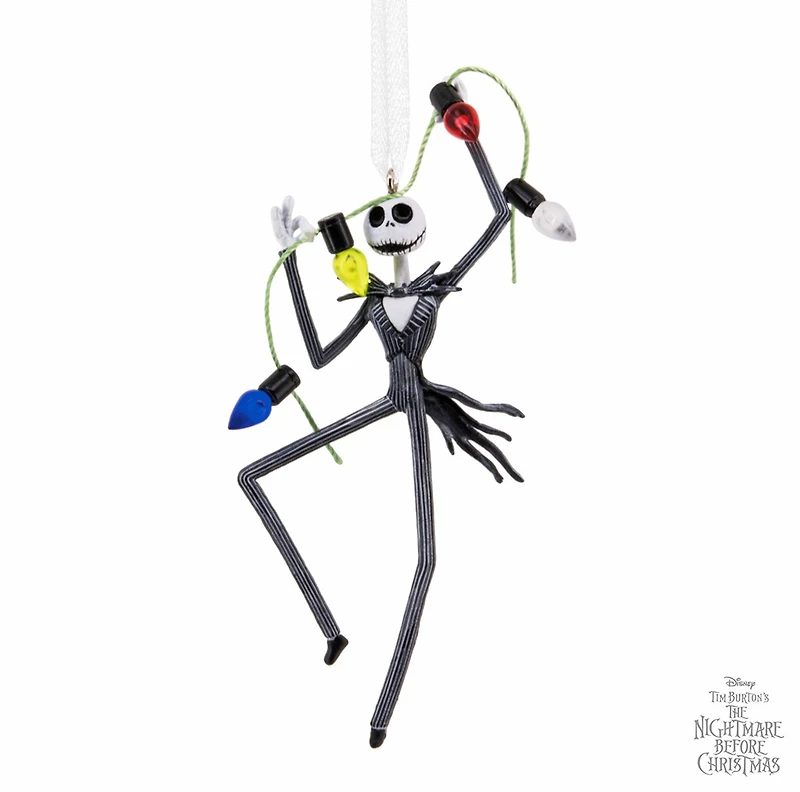 Disney Tim Burton's The Nightmare Before Christmas Jack Skellington With Lights Hallmark Ornament 