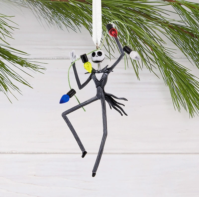 Disney Tim Burton's The Nightmare Before Christmas Jack Skellington With Lights Hallmark Ornament 