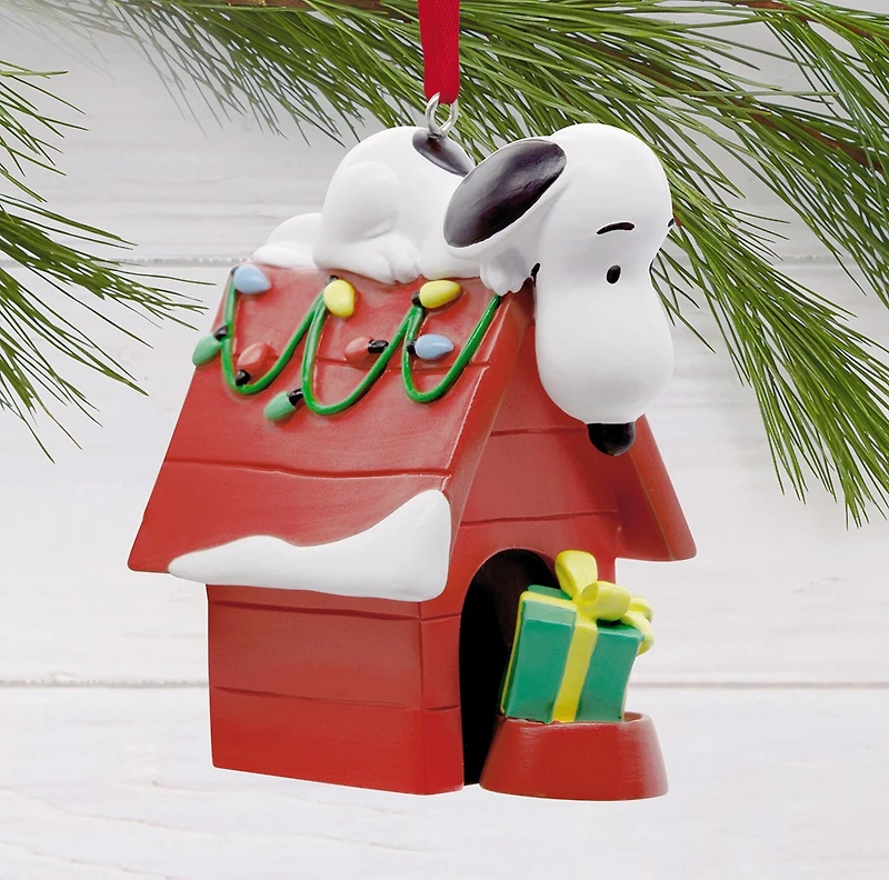 Peanuts Snoopy on Holiday Doghouse Hallmark Ornament 