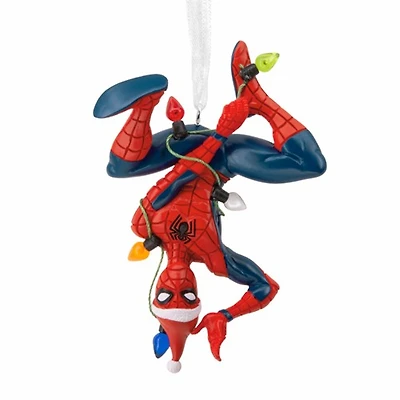 Marvel Spider-Man Hanging From Lights Hallmark Ornament 