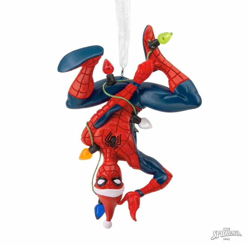 Marvel Spider-Man Hanging From Lights Hallmark Ornament 