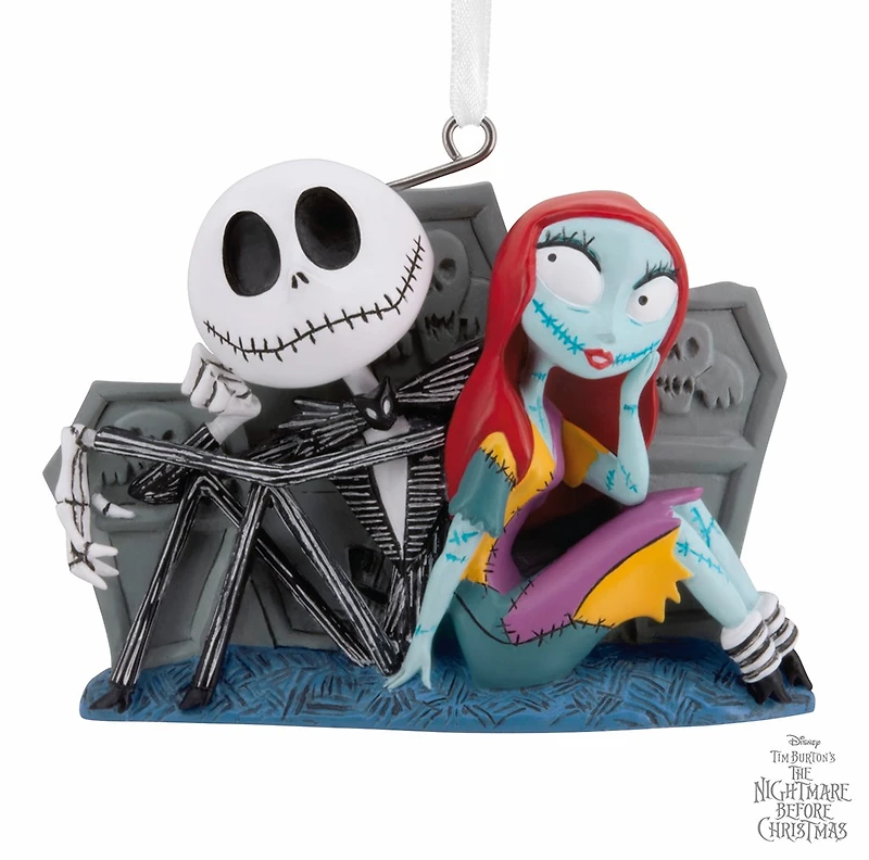 Disney Tim Burton's The Nightmare Before Christmas Jack and Sally With Tombstones Hallmark Ornament 