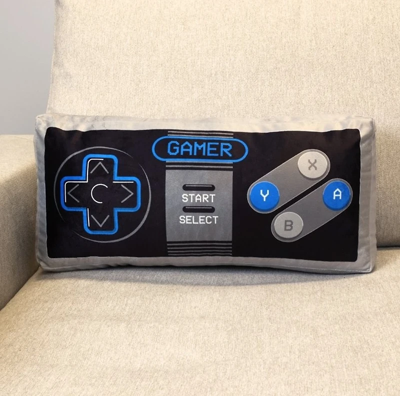 Coussin de manette de jeu noir et bleu 