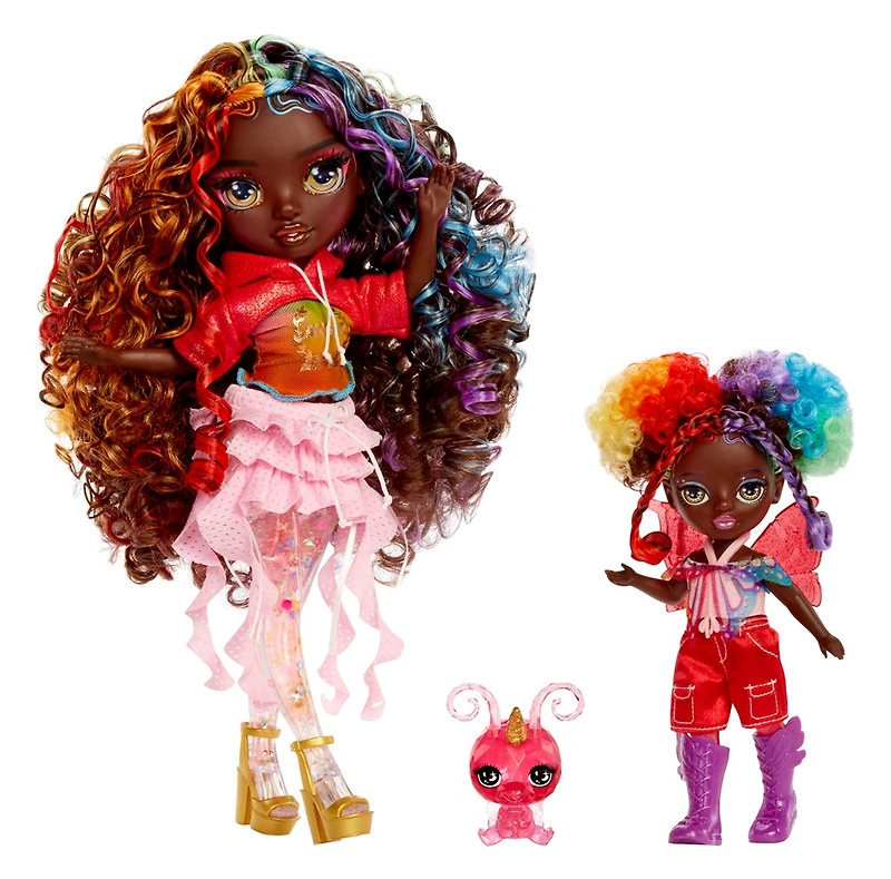 Rainbow High Littles Rainbow Fantasy Fairies + Pet – Amethyst, Purple 5.5" Small Doll & Unicorn – One Variation Chosen at Random