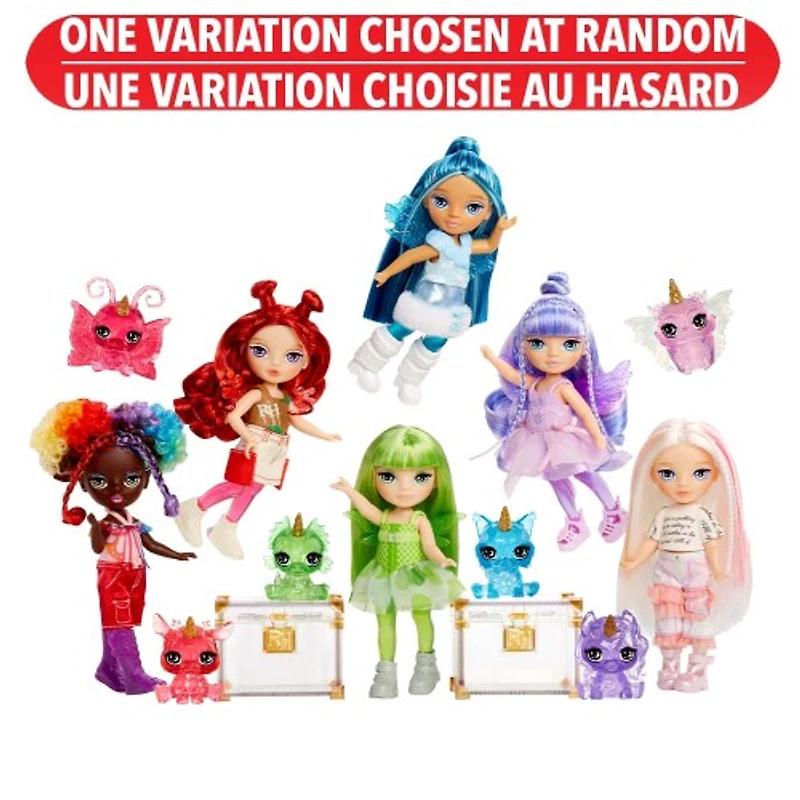Rainbow High Littles Rainbow Fantasy Fairies + Pet – Amethyst, Purple 5.5" Small Doll & Unicorn – One Variation Chosen at Random