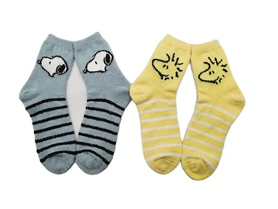 Chaussettes Peanuts : Bleues et jaunes en micro-polyester - Lot de 2