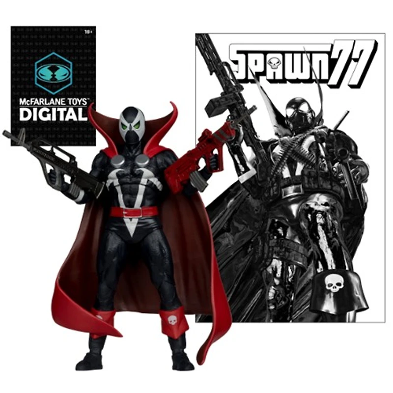Spawn 77 (Black and Red) 7-Inch Action Figure with Comic and McFarlane Toys Digital Collectible [Red Platinum Edition]