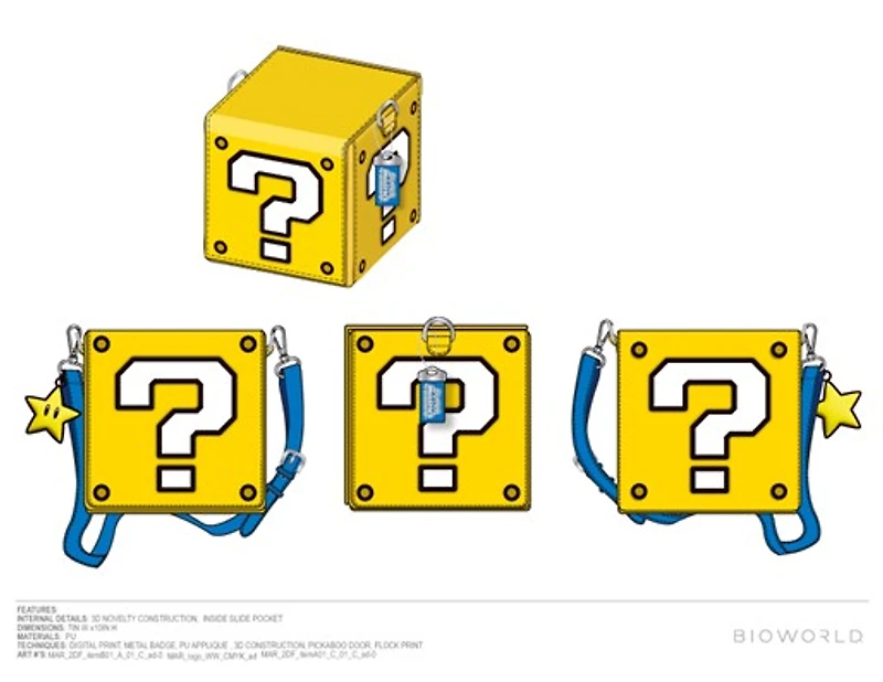 Super Mario Bros 3D Question Cube Bag 