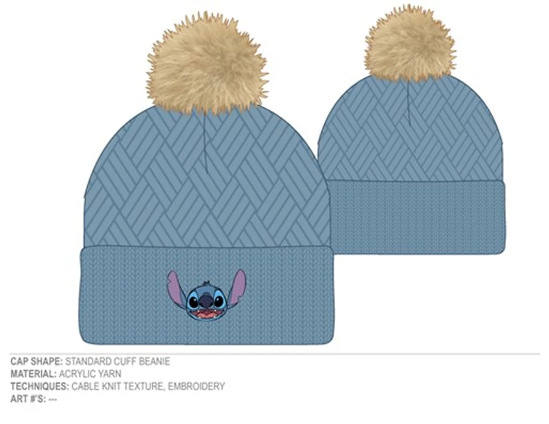 Lilo and Stitch Embroidered Blue Beanie 