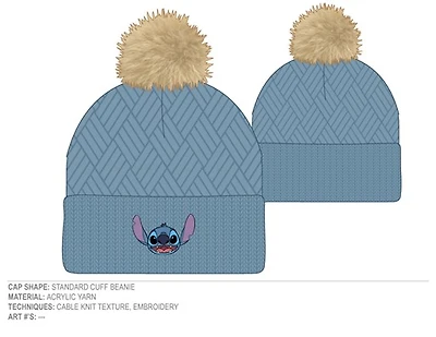 Lilo and Stitch Embroidered Blue Beanie