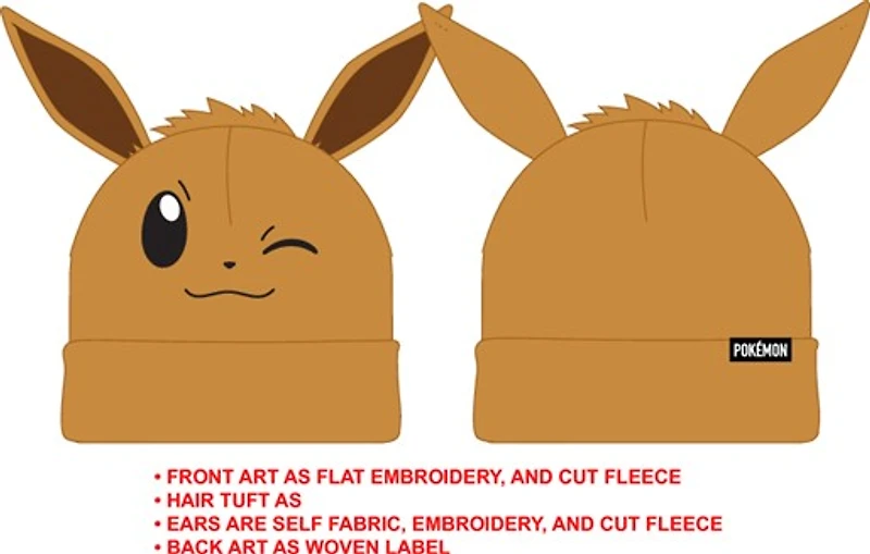 Pokemon Eevee, Brown Beanie - One Size