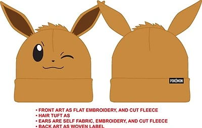 Pokemon Eevee, Brown Beanie - One Size  