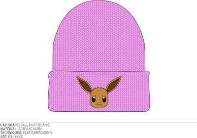 Pokemon Embroidered Pink Eevee Beanie