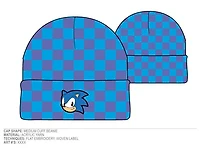 Sonic Embroidered Blue Checkered Beanie 