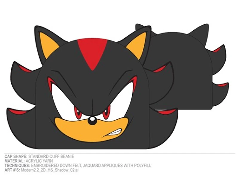 Bonnet 3D Sonic le Hérisson : Shadow - Taille unique 