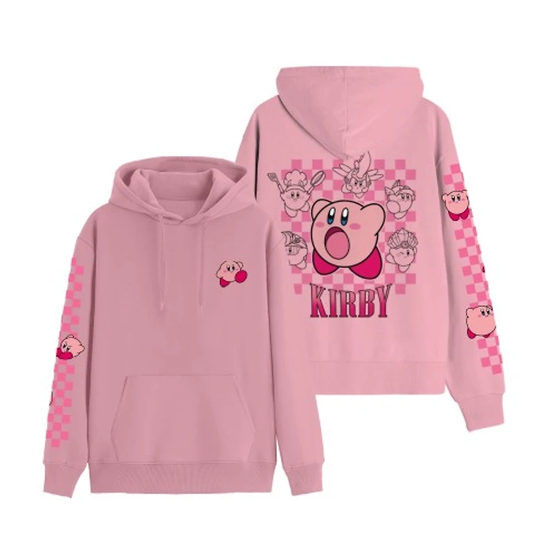 Sweat à capuche Kirby à carreaux roses
